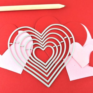 Hearts Cutting Dies - Set of 6 Valentines Metal Craft Dies - Nesting Hearts Craft Die - Heart Metal Crafting Dies for Card Making V02