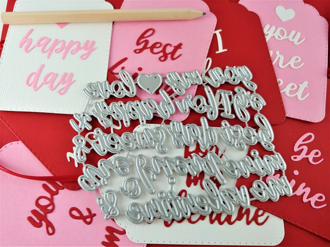 Valentine Sentiments Cutting Dies Set of 19 Mix and Match Valentines
