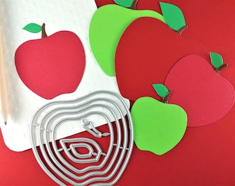 Apples Cutting Dies - Nesting Apple Crafting Metal Dies - School Theme Die Cuts - Fall Die Cut - Classroom Décor - Fruit Metal Craft Die M01
