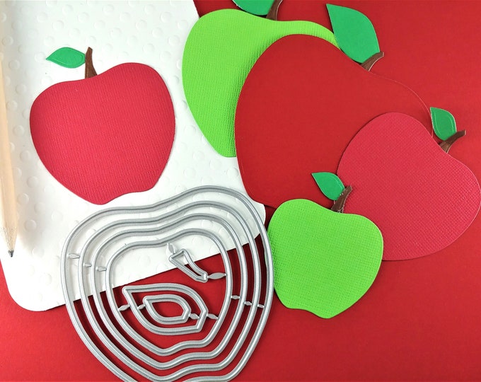 Apples Cutting Dies - Nesting Apple Crafting Metal Dies - School Theme Die Cuts - Fall Die Cut - Classroom Décor - Fruit Metal Craft Die M01