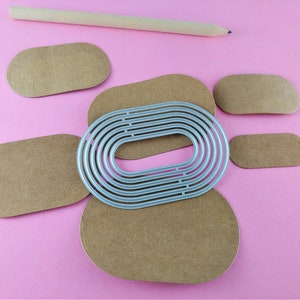 Pill Shaped Tag Metal Cutting Dies - 6 Piece Nesting Metal Craft Dies - Label Craft Die - Metal Craft Die Set - Paper tags and Labels T03