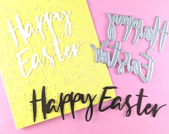 Happy Easter Sentiment Cutting Dies - Easter Crafts - Happy Easter Metal Craft Die - Easter Metal Dies for Scrapbooking and Card Making E08