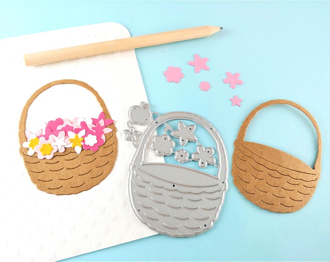 Basket Cutting Die - Wicker Basket Metal Crafting Dies - Cute Basket Craft Die - Card Making and Scrapbooking Dies - M22