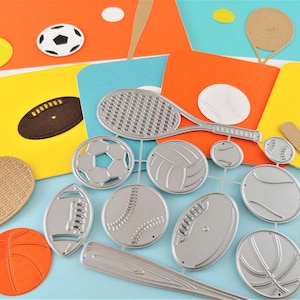 Matrices de découpe en métal Sports - Tennis - Football - Soccer - Baseball - Basketball - Volleyball - Matrice de découpe balle - Matrice de découpe Scrapbooking - Fabrication de cartes M13