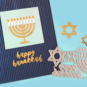 Matrices de découpe Hanoucca - Matrice de découpe Menorah - décoration étoile de David - artisanat joyeux Hanoucca - cartes de Hanoucca - matrice d'artisanat de Hanoucca - C13