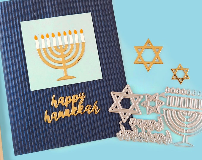 Hanukkah Cutting Dies - Menorah Craft Die - Star of David Decor - Happy Hanukkah Craft - Hanukkah Cards - Hanukkah Crafting Die - C13