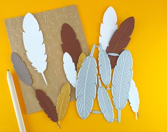 Feathers Cutting Dies - Metal Cutting Dies - Feather Metal Die - Cute Thanksgiving Crafts - Fall Crafting - School Crafts F04