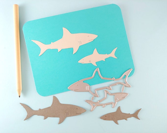 Shark Cutting Dies - Cute Sharks Crafting Dies - Scrapbooking Die - Cardmaking - Summer Memories - Ocean Theme - Sea Theme - Metal Dies A04