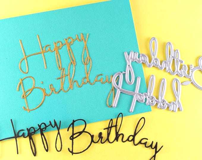 Happy Birthday Cutting Dies - Metal Crafting Dies for Card Making - Happy Birthday Sentiment - Celebration - Party - Scrapbooking  L13