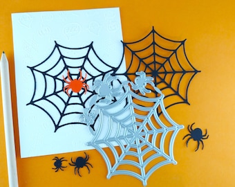 Spider Web Cutting Dies - Halloween Metal Craft Dies - Spiders and Web Die Cuts - Large Spider Web - Halloween Craft Ideas H06