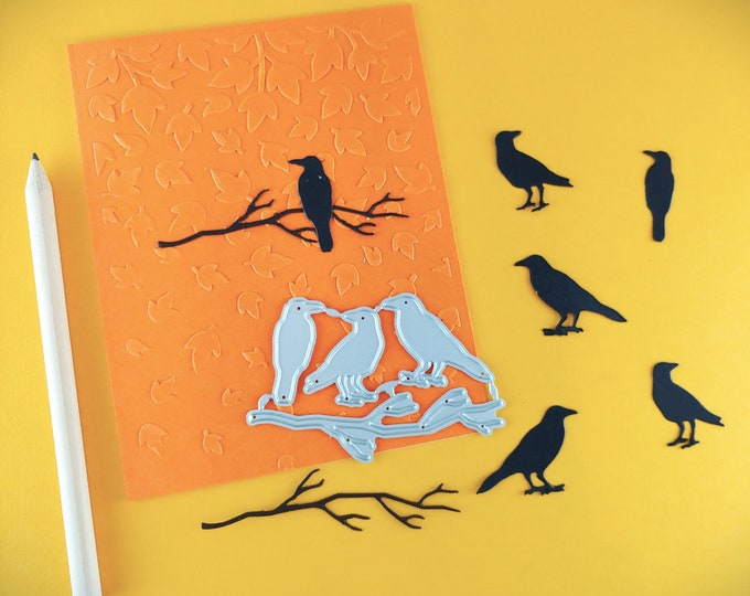 Crows Cutting Dies - Crow Crafting Dies - Metal Die - Cardmaking - Halloween Craft - Fall Decor - Raven Crafts A15