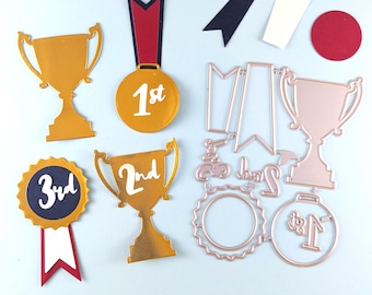 Trophy Medal Prize Cutting Die - Trophy Crafting Dies - Medal Card Making - 1st Place - 2nd Place - 3rd Place - Scrapbooking  M25