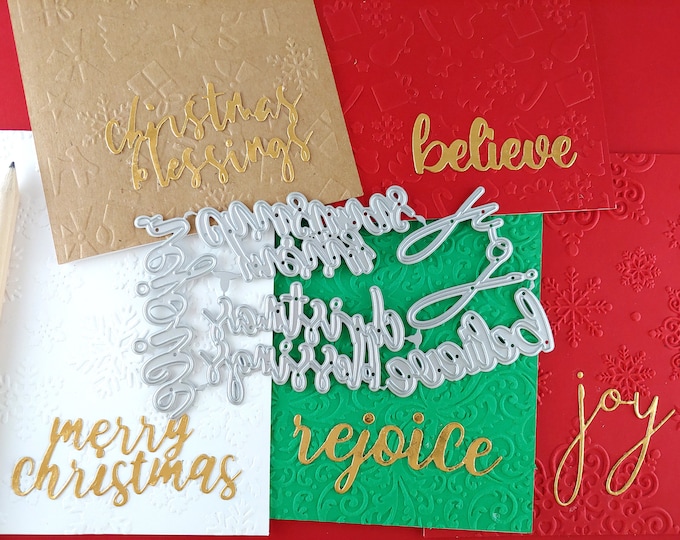 Christmas Words Cutting Dies - Christmas Sentiments Metal Crafting Dies - Christian Die Cuts - Christian Sentiments - Christmas Card C23