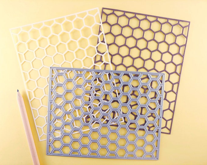 Honeycomb Cutting Dies - Hexagons Metal Crafting Dies - Card Making Dies - Honeycomb Pattern - Chain Link Fence - Metal Fencing A10