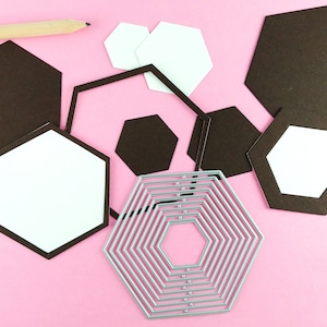 Matrices de découpe hexagonales - Matrices de découpe métalliques emboîtables - Jeu de matrices de découpe en métal - Matrice de découpe de forme hexagonale S09