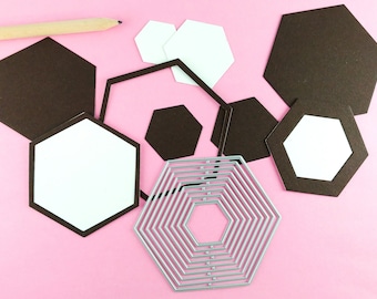 Hexagon Cutting Dies - 10 Piece Nesting Metal Dies - Metal Crafting Die Set - Hexagonal Shape Cutting Die S09