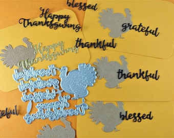 Thanksgiving Turkey Metal Cutting Dies - Turkey Crafting Dies - Die Cuts - Thankful - Grateful - Blessed - Happy Thanksgiving F01