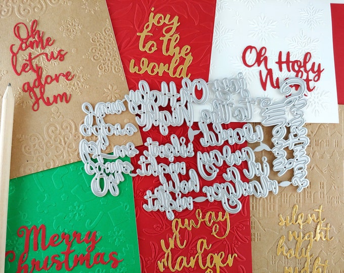 Christmas Songs Cutting Dies - Christmas Sentiments Metal Crafting Dies - Christian Die Cuts - Christian Songs - Christmas Card C22