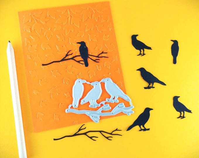 Crows Cutting Dies - Crow Crafting Dies - Metal Die - Cardmaking - Halloween Craft - Fall Decor - Raven Crafts A15