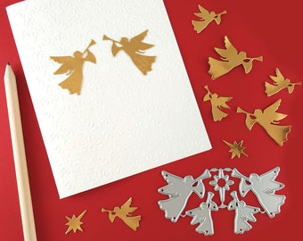 Little Angels Cutting Dies - Christmas Craft Die - Angel Trumpet Crafts - Christmas Card Decor - Christian Christmas Card Dies - C16