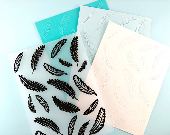 Feathers Embossing Folder - Paper Embossing - Paper Craft Embosser - Background Embossing Folders D08