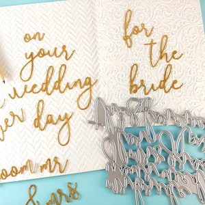 Bridal Mix and Match Sentiments Cutting Dies - 13 Piece Metal Crafting Dies for Card Making - Wedding Sentiments - Wedding Day - Bride Y04