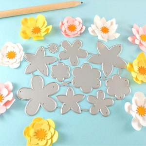 Flower Cutting Dies - 10 Piece Metal Dies - Paper Flower Craft Die - Floral Metal Crafting Die - Metal Craft Die Set N02