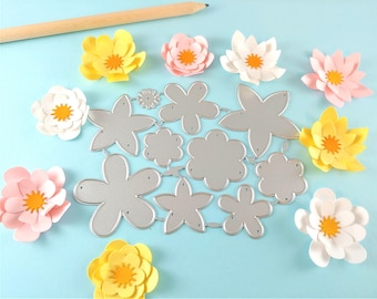 Flower Cutting Dies - 10 Piece Metal Dies - Paper Flower Craft Die - Floral Metal Crafting Die - Metal Craft Die Set N02