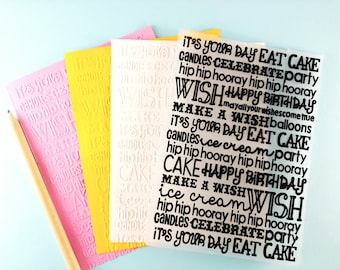 Birthday Wishes Embossing Folder - Paper Embossing - Paper Craft Embosser - Background Embossing Folders D42