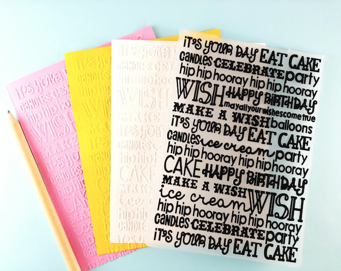 Birthday Wishes Embossing Folder - Paper Embossing - Paper Craft Embosser - Background Embossing Folders D42