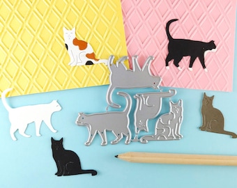 Little Cats Cutting Dies - Cat Metal Crafting Dies - Scrapbooking Die - Cardmaking - Calico Cat - Tuxedo Cats - Cat Die Cuts A01