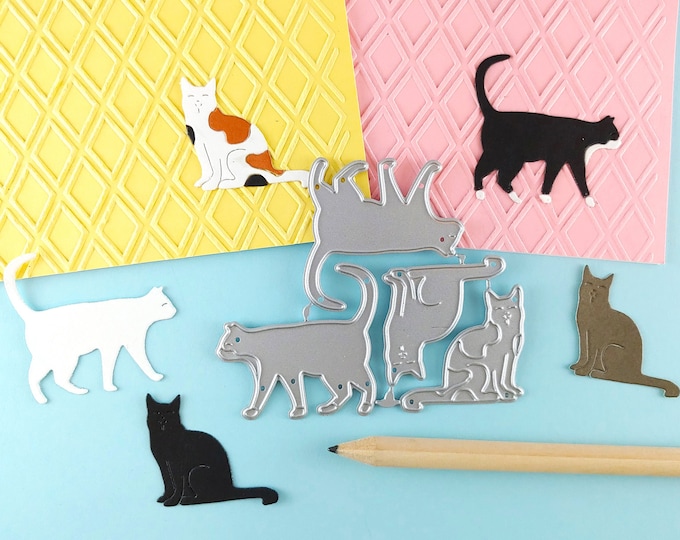 Little Cats Cutting Dies - Cat Metal Crafting Dies - Scrapbooking Die - Cardmaking - Calico Cat - Tuxedo Cats - Cat Die Cuts A01