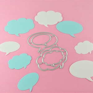 Matrices de découpe en métal Bulles de dialogue - Ensemble de 4 matrices de matrices d'artisanat en métal - Matrice de découpe bulle de pensée - Matrices de fabrication de cartes et de scrapbooking M07
