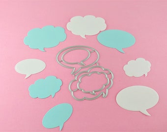 Speech Bubbles Metal Cutting Dies - 4 Piece Set Metal Crafting Dies - Thought Bubble Craft Die - Card Making and Scrapbooking Dies M07
