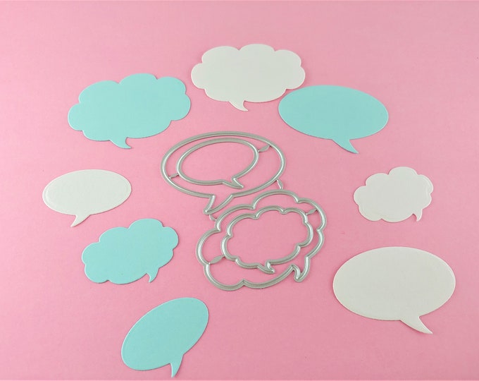Speech Bubbles Metal Cutting Dies - 4 Piece Set Metal Crafting Dies - Thought Bubble Craft Die - Card Making and Scrapbooking Dies M07