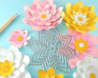 Flower Cutting Dies - 6 Piece Nesting Metal Dies - Paper Flower Craft Die - Floral Metal Crafting Die - Metal Craft Die Set N01