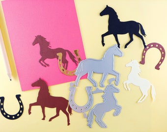 Horse Cutting Dies - Horses Metal Crafting Dies - Scrapbooking - Cardmaking - Horseshoe for Card Making - Horse Theme - Horse Diecut A07