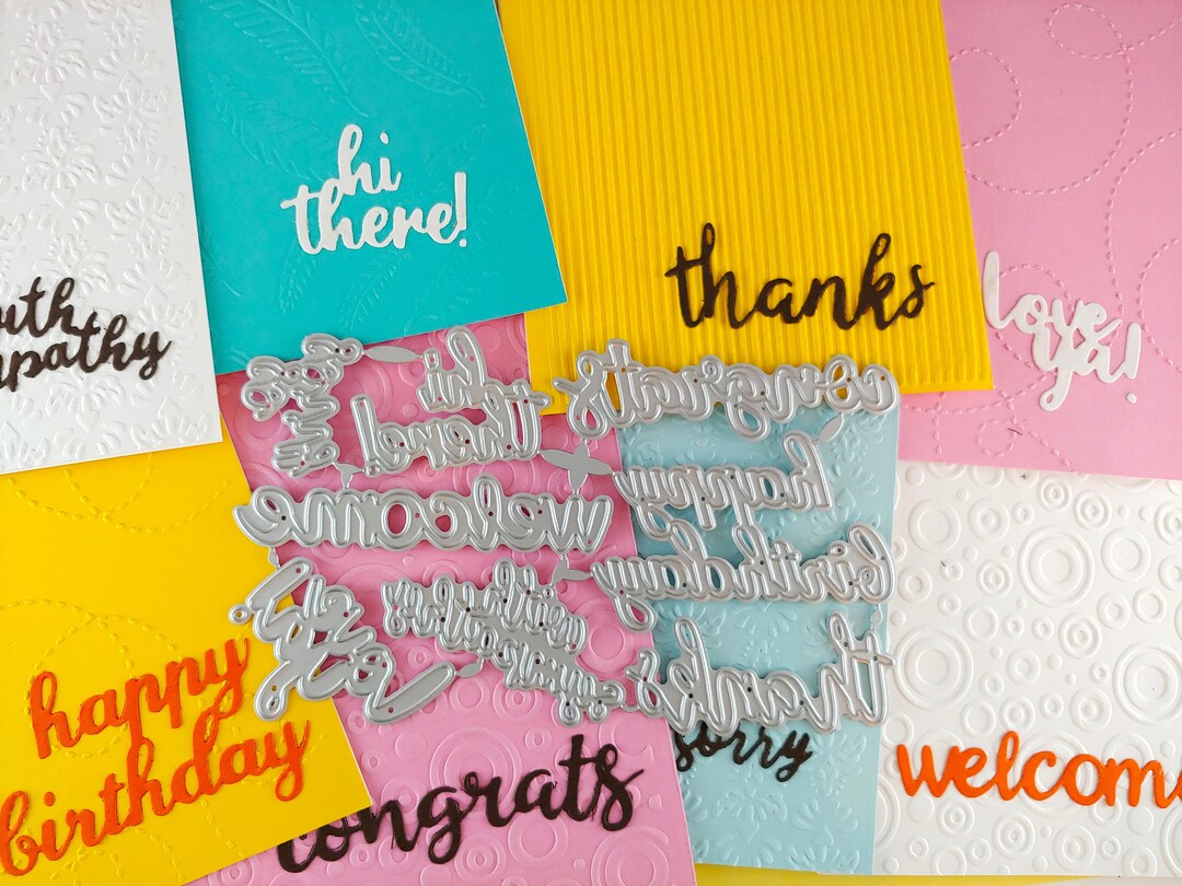 Words Cutting Dies 9 Piece Metal Dies Card Making Sentiments Congrats