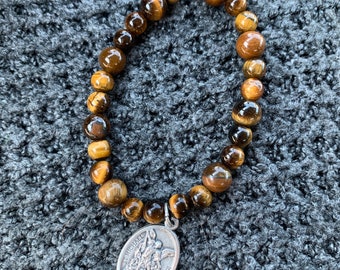 I Am Ready Bracelet - Saint Michael Tiger Eye Stone Bracelet