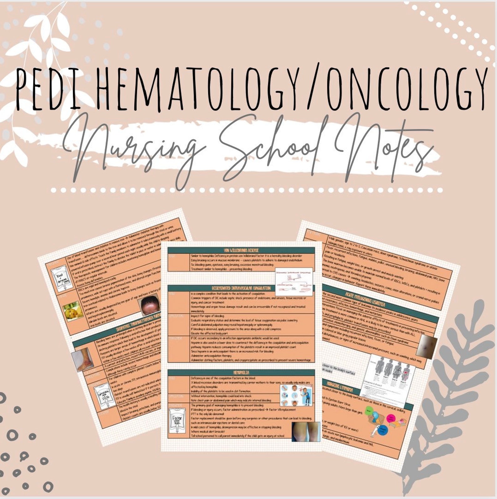 Pedi Oncology and Hematology Nursing - Cheat Sheets - Etsy
