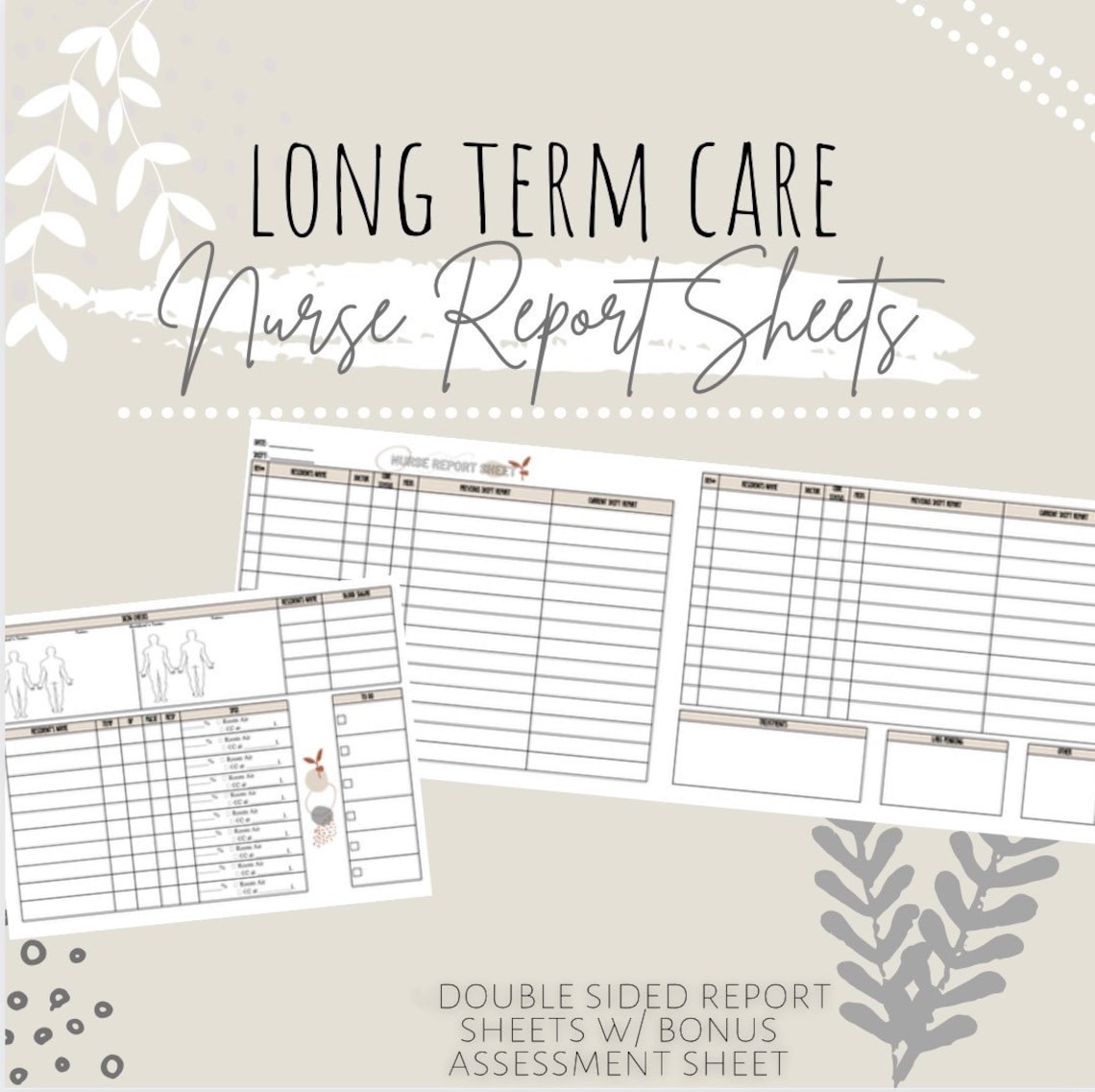 Long Term Care Nurse Report Sheet Etsy