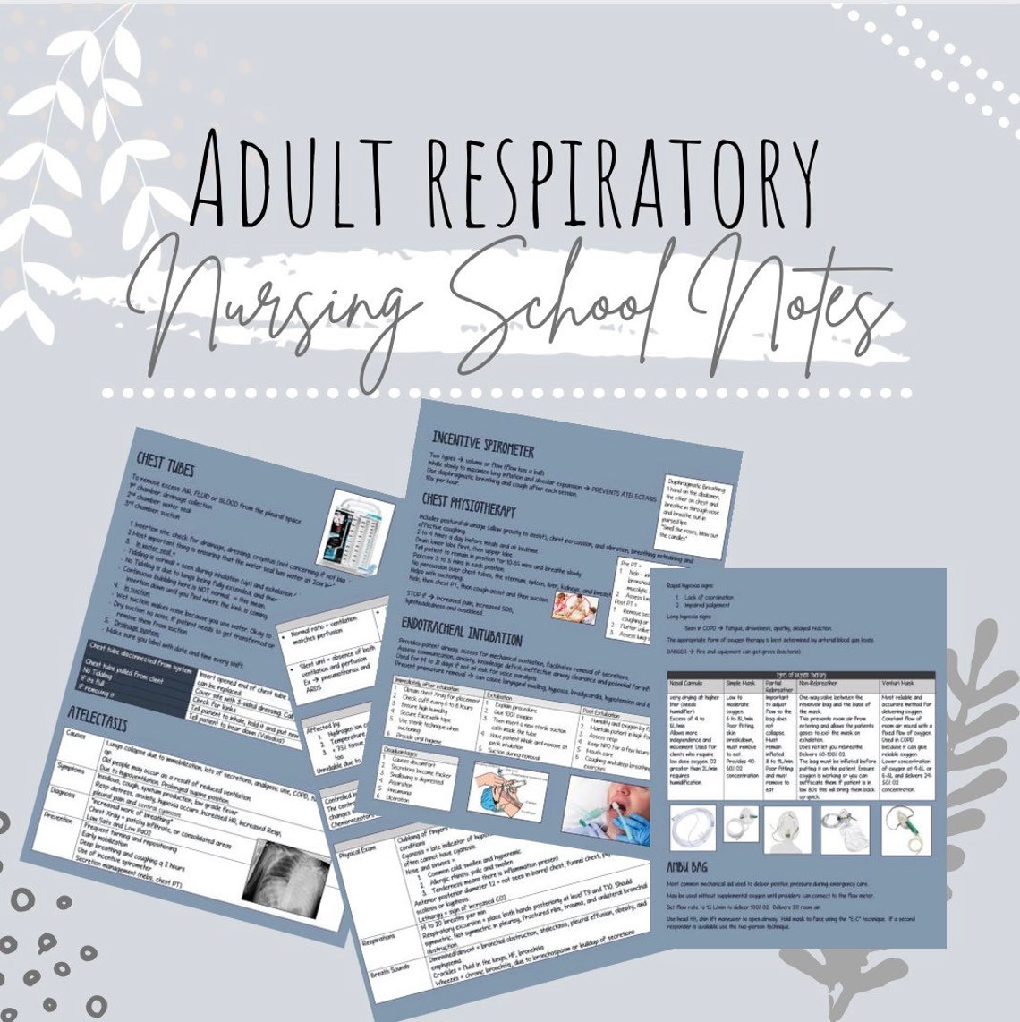 Adult Respiratory Nursing - Cheat Sheets - Etsy