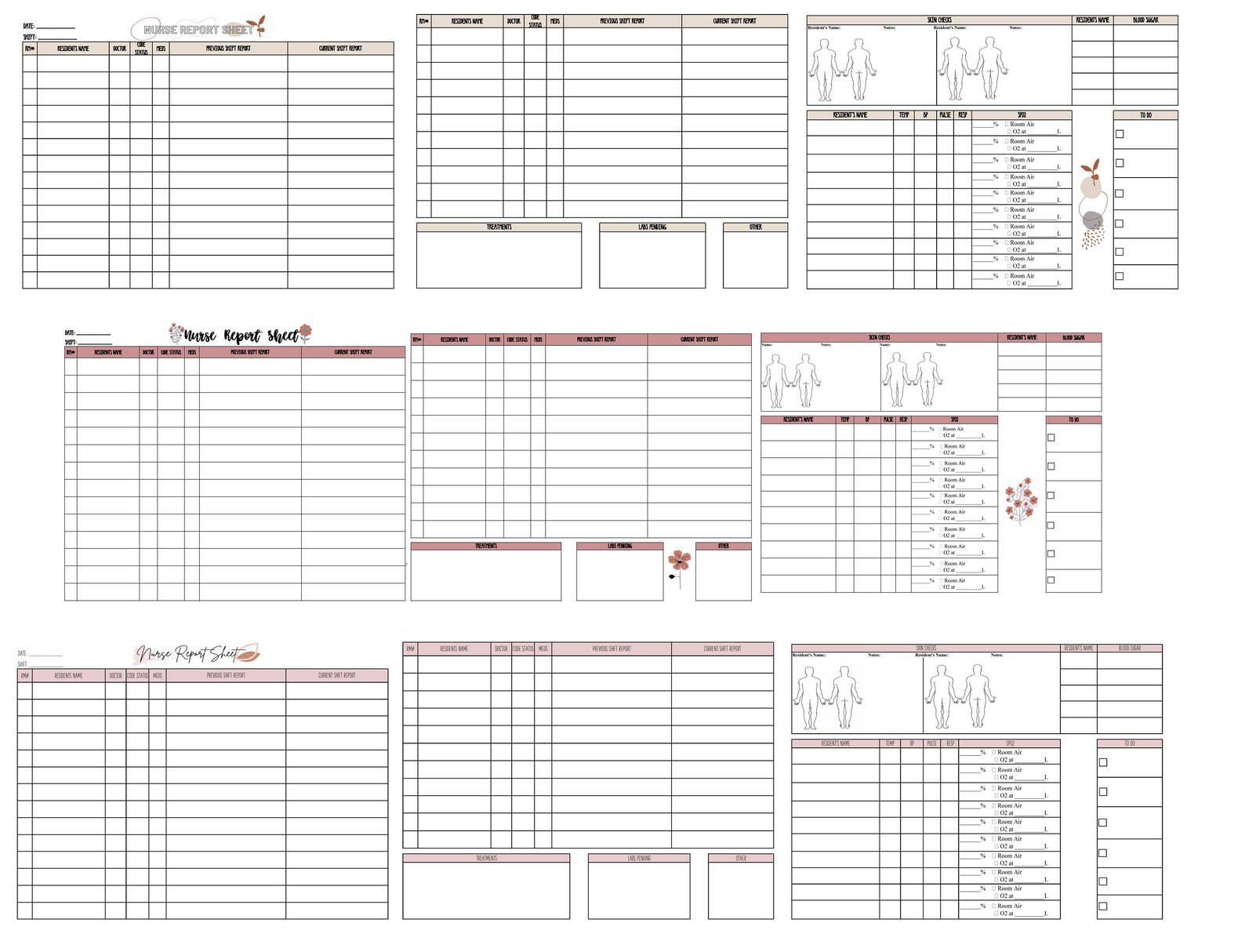 Long Term Care Nurse Report Sheet - Etsy