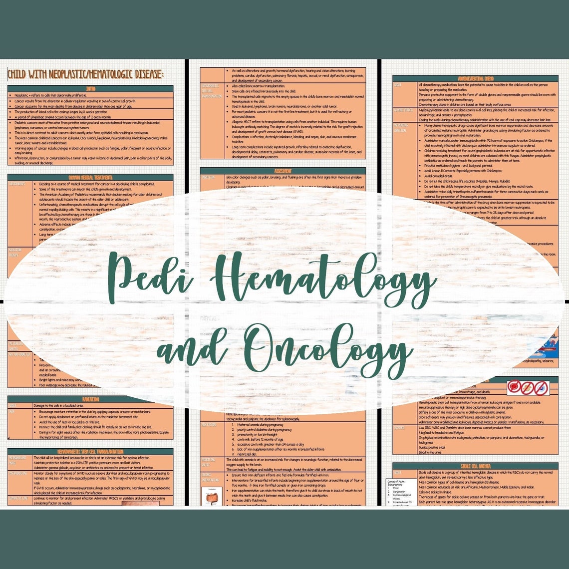 Pedi Oncology and Hematology Nursing Cheat Sheets | Etsy