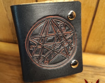 Necronomicon Expanding Clutch Wallet | Handmade Hand Tooled Wallet | Fantasy Renaissance Festival | Simon Necronomicon Wallet | HP Lovecraft