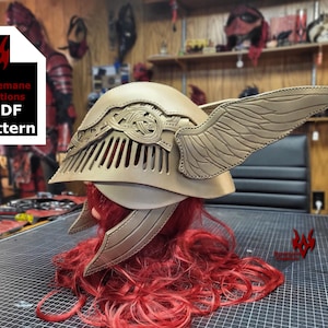 Leather Valkyrie Helmet PDF Pattern | Winged Helm | Viking Valkyrie Helmet | Leather PDF Tutorial | Cosplay Pattern | Leather Template |