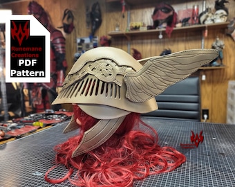 Leather Valkyrie Helmet PDF Pattern | Winged Helm | Viking Valkyrie Helmet | Leather PDF Tutorial | Cosplay Pattern | Leather Template |
