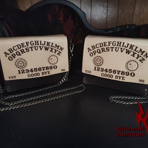 Ouija Leather Purse Brass Hardware | Handmade Goth Handbag | Ouija Board Ladies Bag | Handmade Leatherwork | Goth Fashion Spirit Board Purse