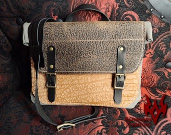 Buffalo Leather Messenger Bag Small | Handmade | Laptop Bag | Bookbag | Postal Bag | Oil Tan Leather | Water Buffalo Leather Rustic Leather