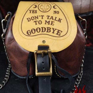 Don&#39;t Talk To Me Leather Purse | Handmade Goth Handbag | Ouija Planchette Yellow Purse | Handmade Leatherwork | Goth Purse | Goth Fashion